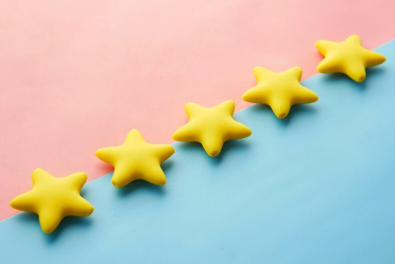 five stars on background