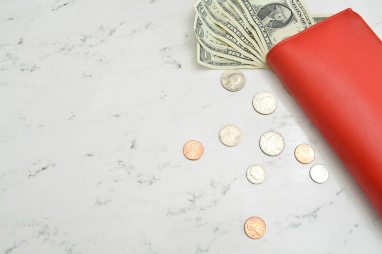 wallet with coins and cash