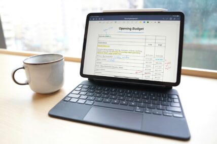 budget document on computer