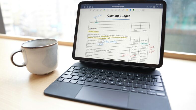 budget document on computer