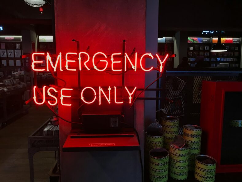emergency use only sign / extra $100