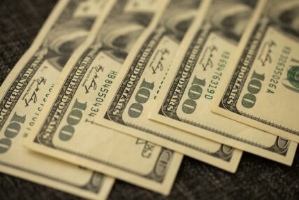 line of 100 dollar bills / cash reserve